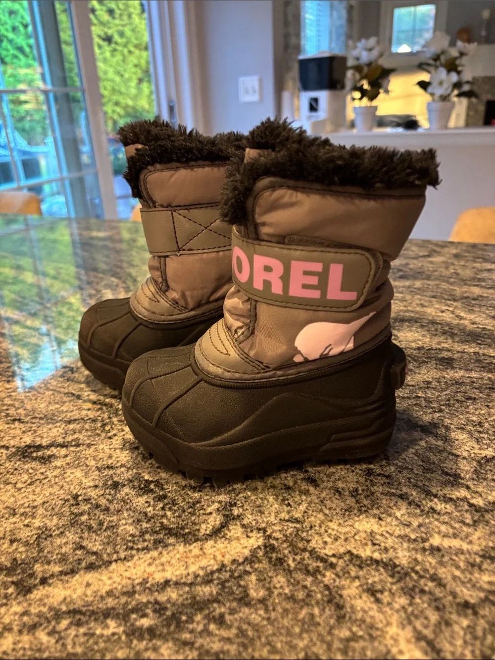 Sorel Kids grey and Purple Strap Winter Boots